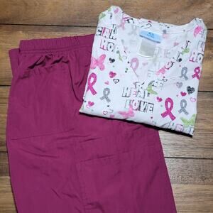 SB Scrubs Maroon & White Set - Top L / Pants M